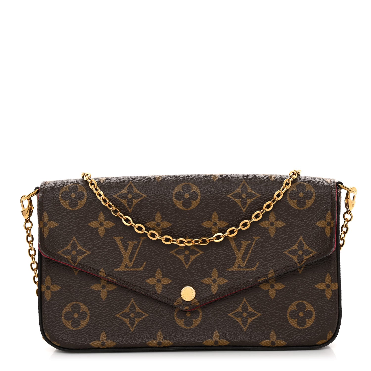 Louis Vuitton Monogram Pochette Felicie Chain Wallet Fuchsia 1 of 15