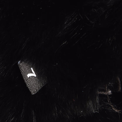 Chanel Orylag Rabbit Fur Lambskin Fingerless Gloves 7 Black 4 of 4