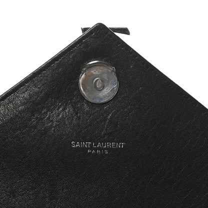 Saint Laurent Calfskin Mixed Matelasse Triquilt Large Monogram Satchel Black 6 of 10