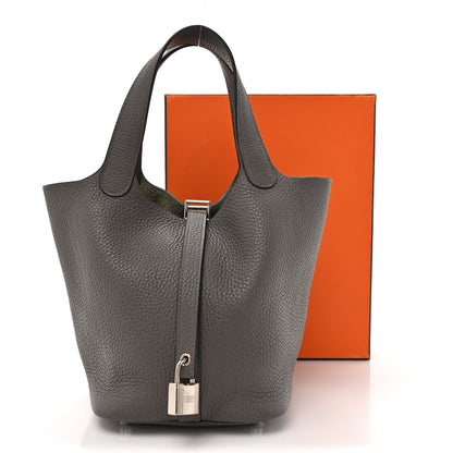 Hermes Taurillon Clemence Picotin Lock 18 PM Gris Asphalte 13 of 13