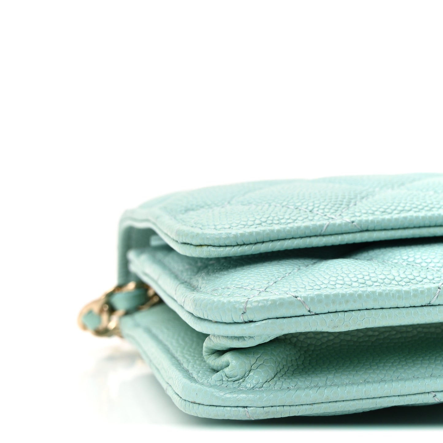 Caviar Quilted Wallet on Chain WOC Light Blue