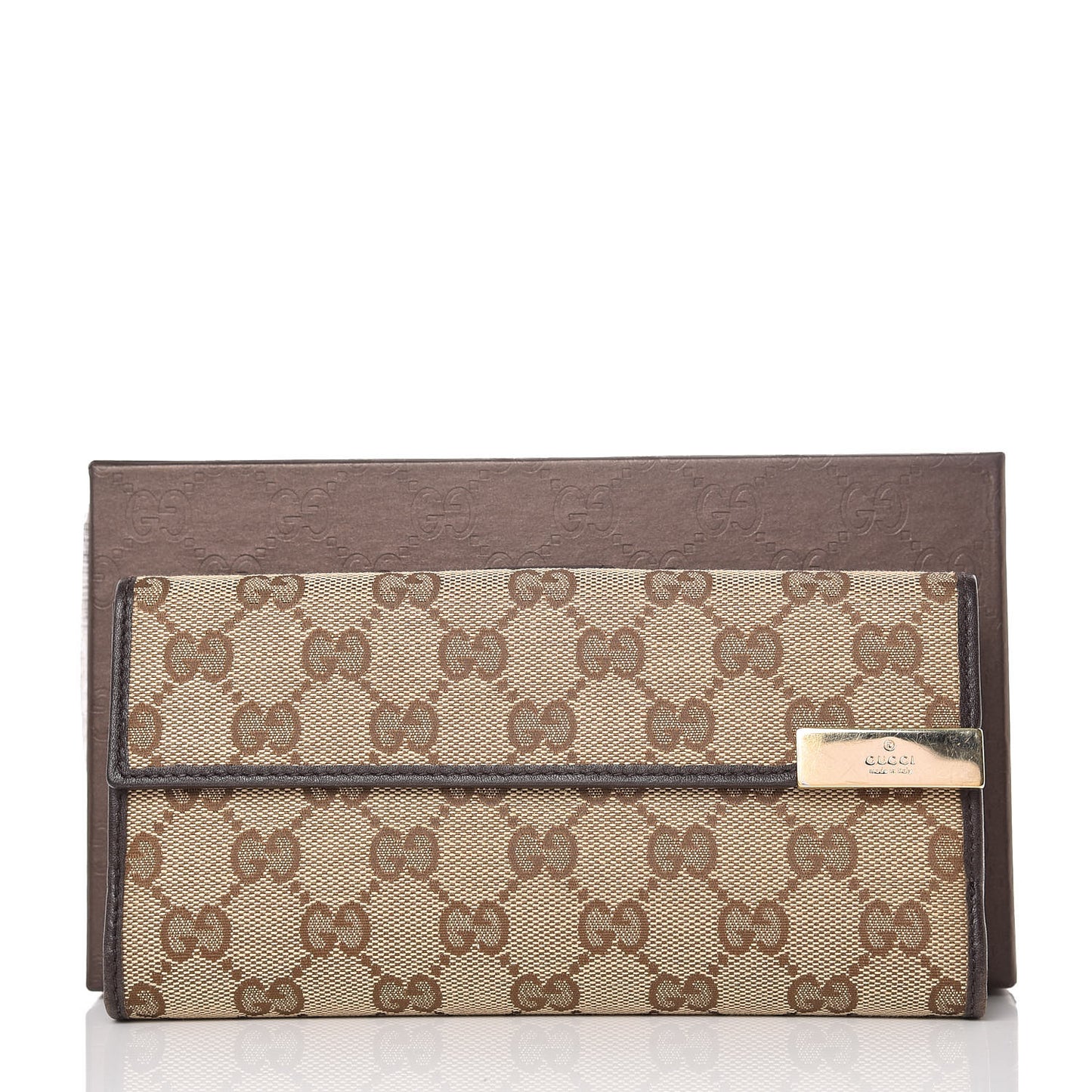Monogram Margaux Calfskin Dice Continental Wallet Beige Ebony Dark Brown
