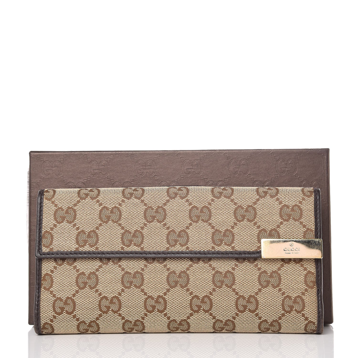 Gucci Monogram Margaux Calfskin Dice Continental Wallet Beige Ebony Dark Brown 9 of 9