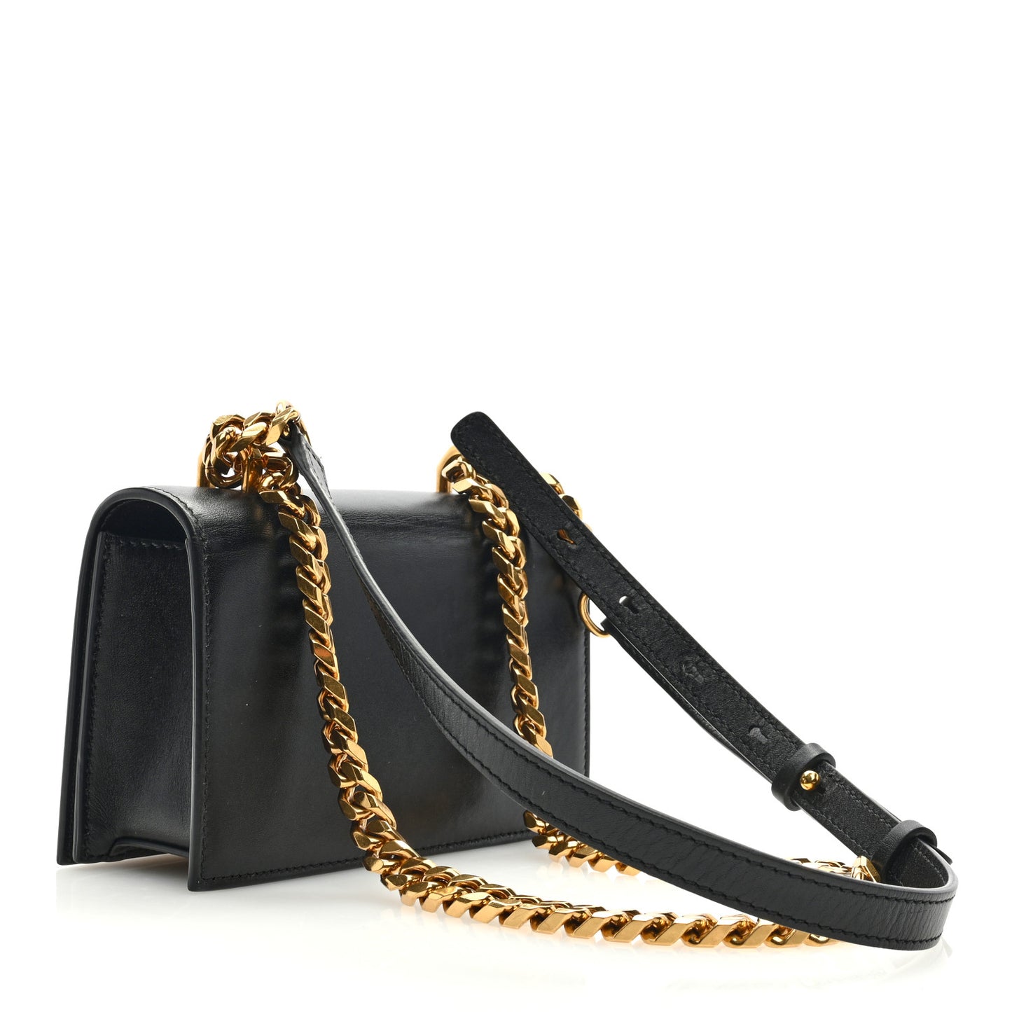 Calfskin Mini Jeweled Knuckle Satchel Black