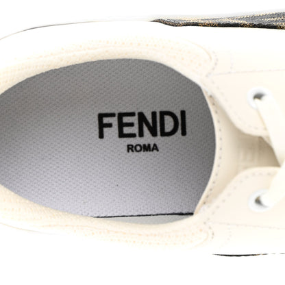 Fendi Fabric Jacquard Vitello Technical Fabric FF Womens Fendi Force Low Top Sneakers 38 Tobacco Black Ultrawhite White 7 of 12