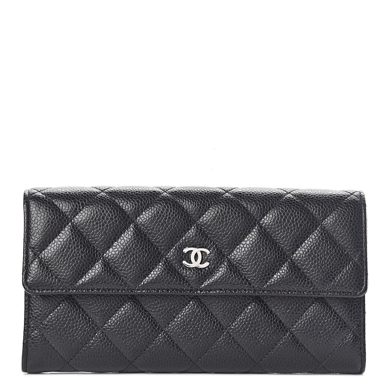 Chanel Caviar Quilted Large Gusset Flap Wallet Black 1 of 10
