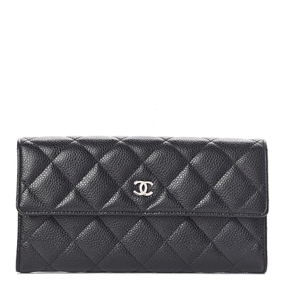 Chanel Caviar Quilted Large Gusset Flap Wallet Black 1 of 10