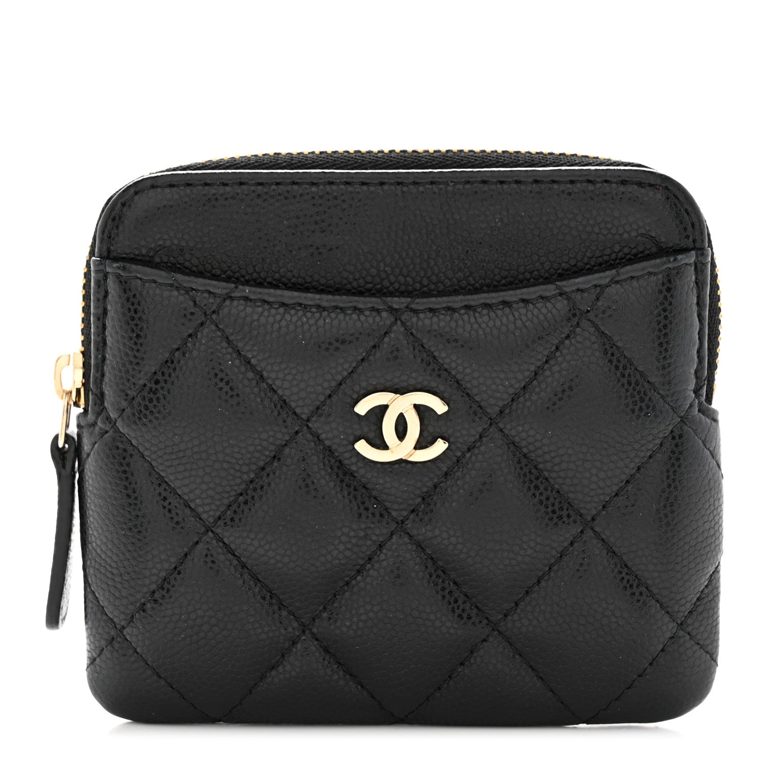 Chanel Caviar Quilted Zip Card Holder Wallet Black 1 of 7