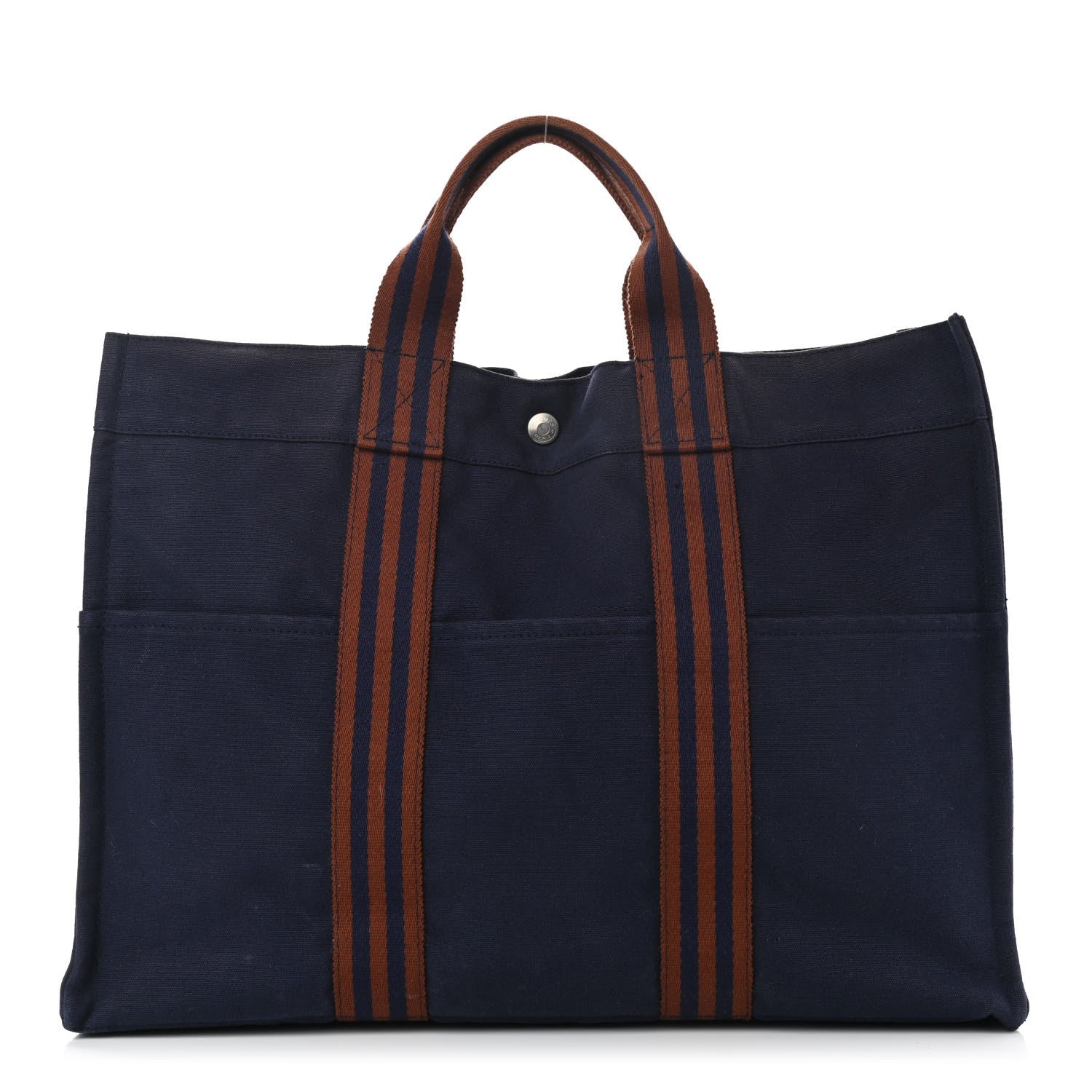 Hermes Canvas Fourre Tout MM Navy Brown 1 of 13