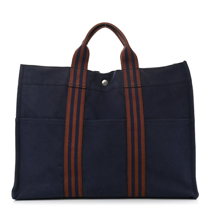 Hermes Canvas Fourre Tout MM Navy Brown 1 of 13