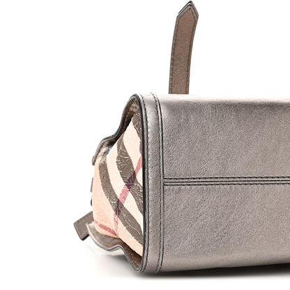 Burberry PVC Nova Check Embossed Convertible Satchel Pewter 7 of 9