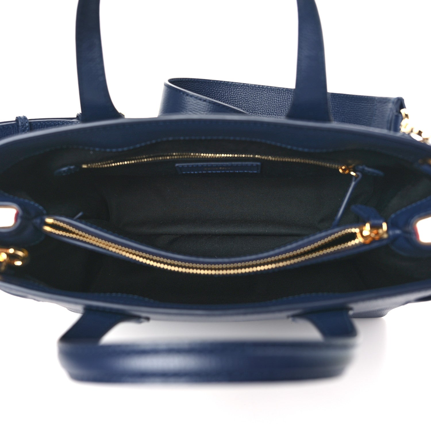Burberry Derby Calfskin Vintage Check Medium Banner Tote Regency Blue 5 of 8