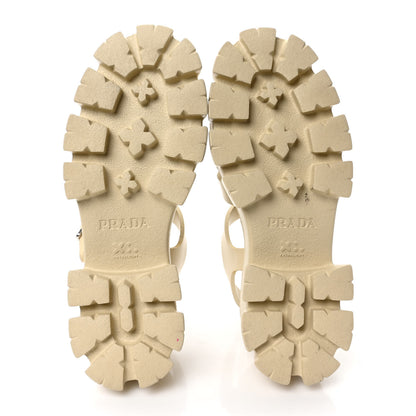 Prada Foam Rubber Metal Triangle Logo Monolith 55mm Cage Sandals 39 Quarzo 5 of 8