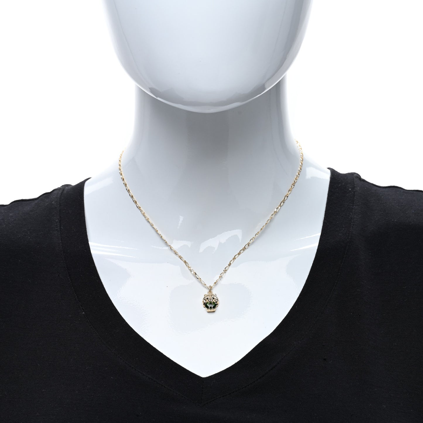 18K Yellow Gold Diamond Chrome Diopside Lion Head Necklace