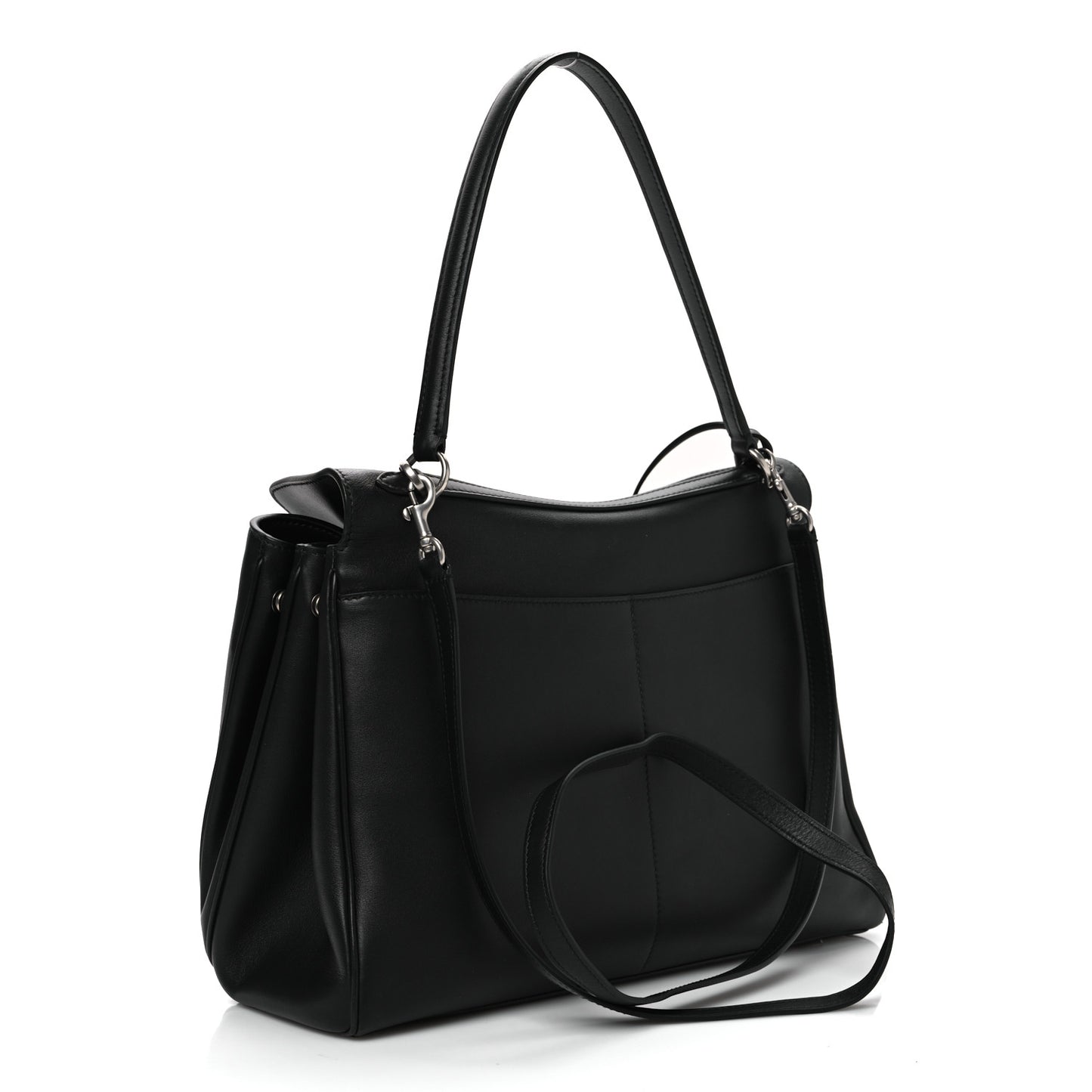 Natural Smooth Calfskin Medium Rodeo Top Handle Handbag Black