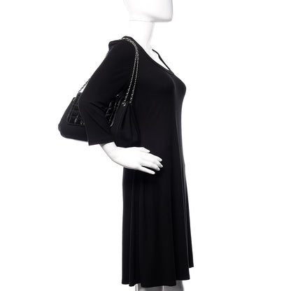Chanel Toile Patent Chocolate Bar Accordion Mademoiselle Flap Black 2 of 15