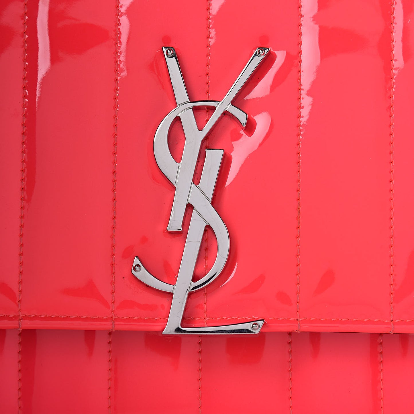Patent Calfskin Matelasse Monogram Vicky Chain Wallet Neon Pink