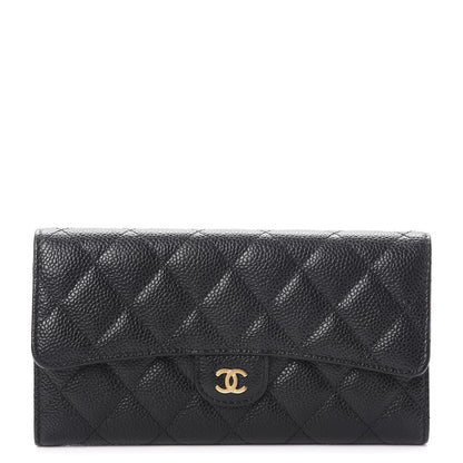Chanel Caviar Quilted Large Gusset Flap Wallet Black 1 of 9