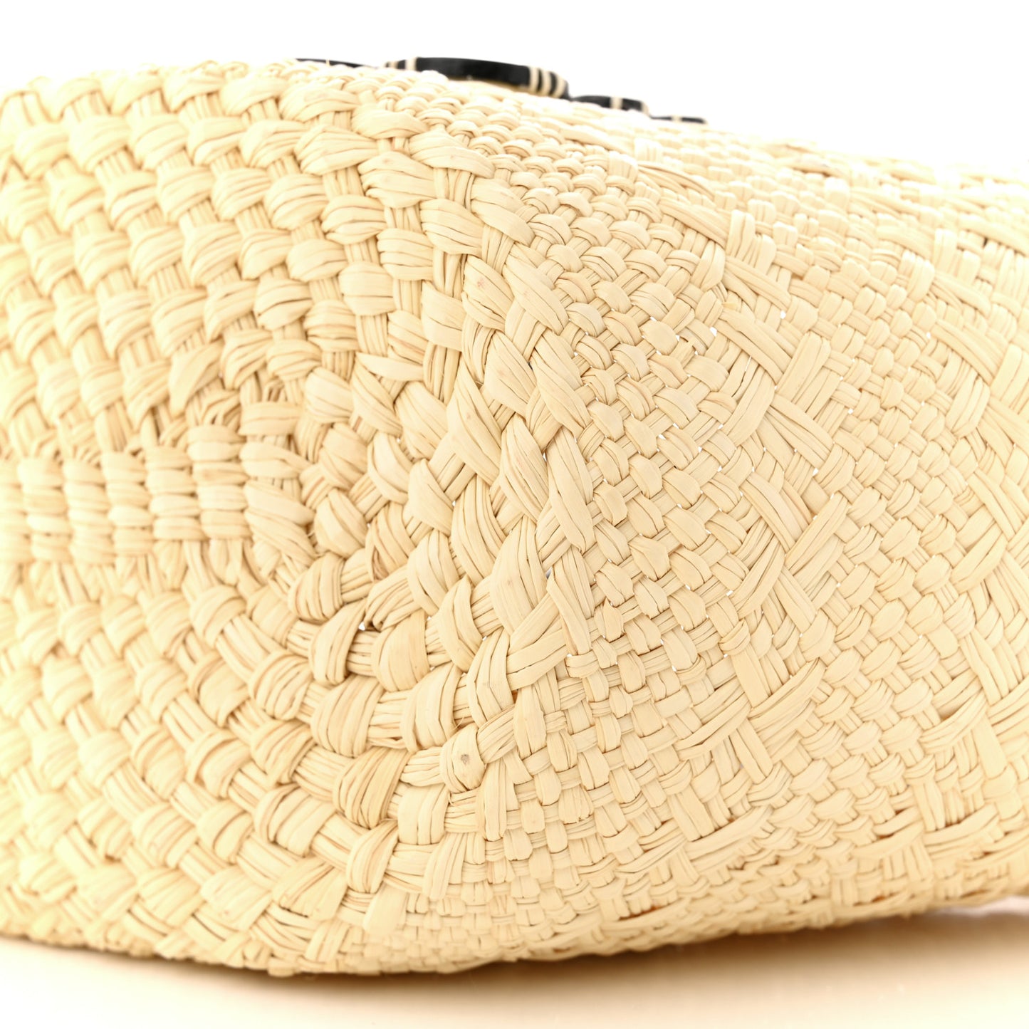 Calfskin Raffia Paulas Ibiza Small Anagram Basket Tote Bag Natural Black