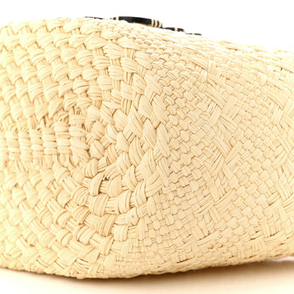 Loewe Calfskin Raffia Paulas Ibiza Small Anagram Basket Tote Bag Natural Black 10 of 14