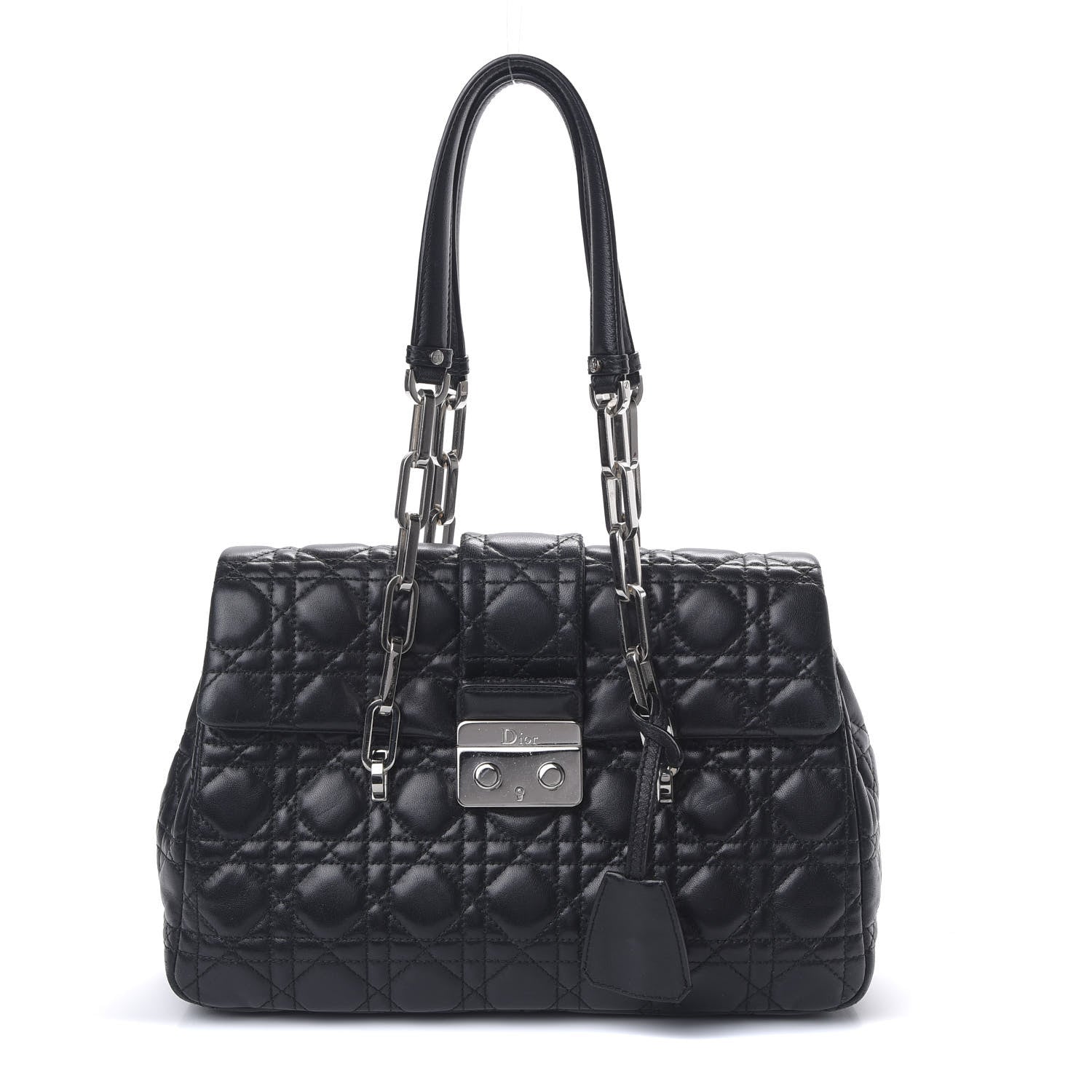 Christian Dior Lambskin Cannage Flap Bag Black 1 of 10