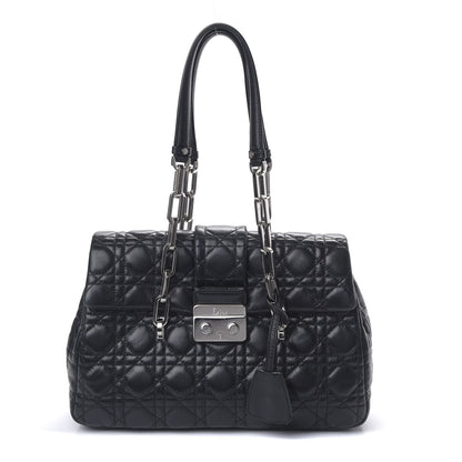 Christian Dior Lambskin Cannage Flap Bag Black 1 of 10
