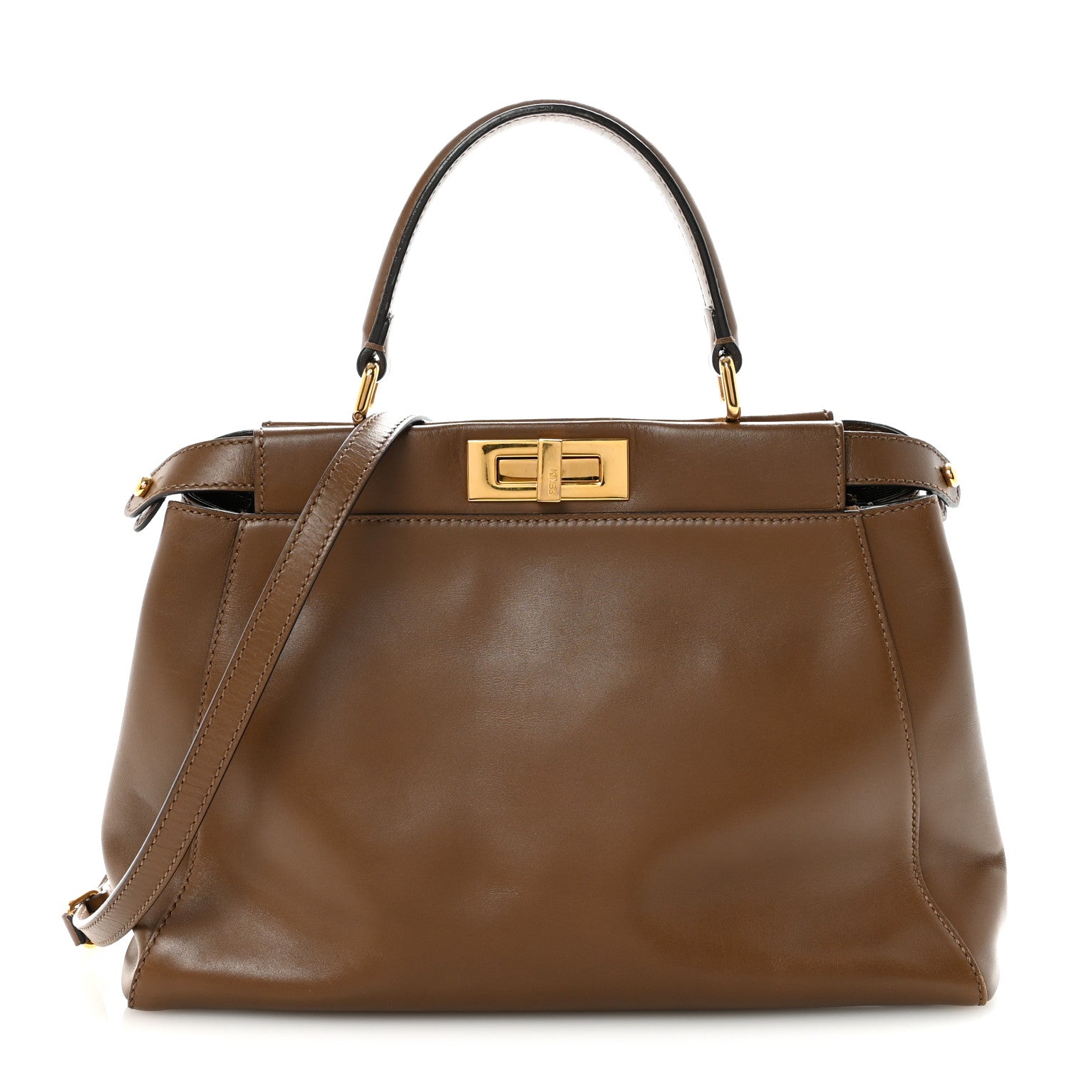 Fendi Vitello Morgan Fabric Jacquard Pequin Medium Peekaboo Iconic Satchel Foresta Tobacco Black 1 of 9