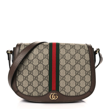Gucci GG Supreme Monogram Web Small Ophidia Flap Messenger Bag Brown 1 of 9