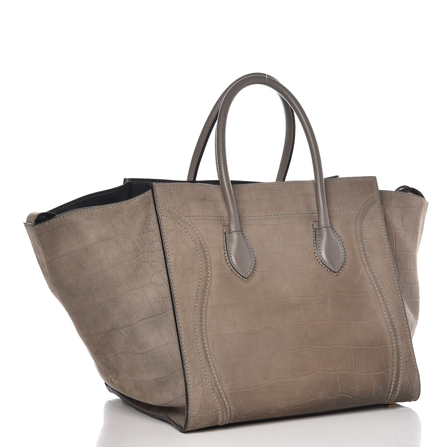 Celine Crocodile Embossed Nubuck Medium Phantom Luggage Grey 3 of 11