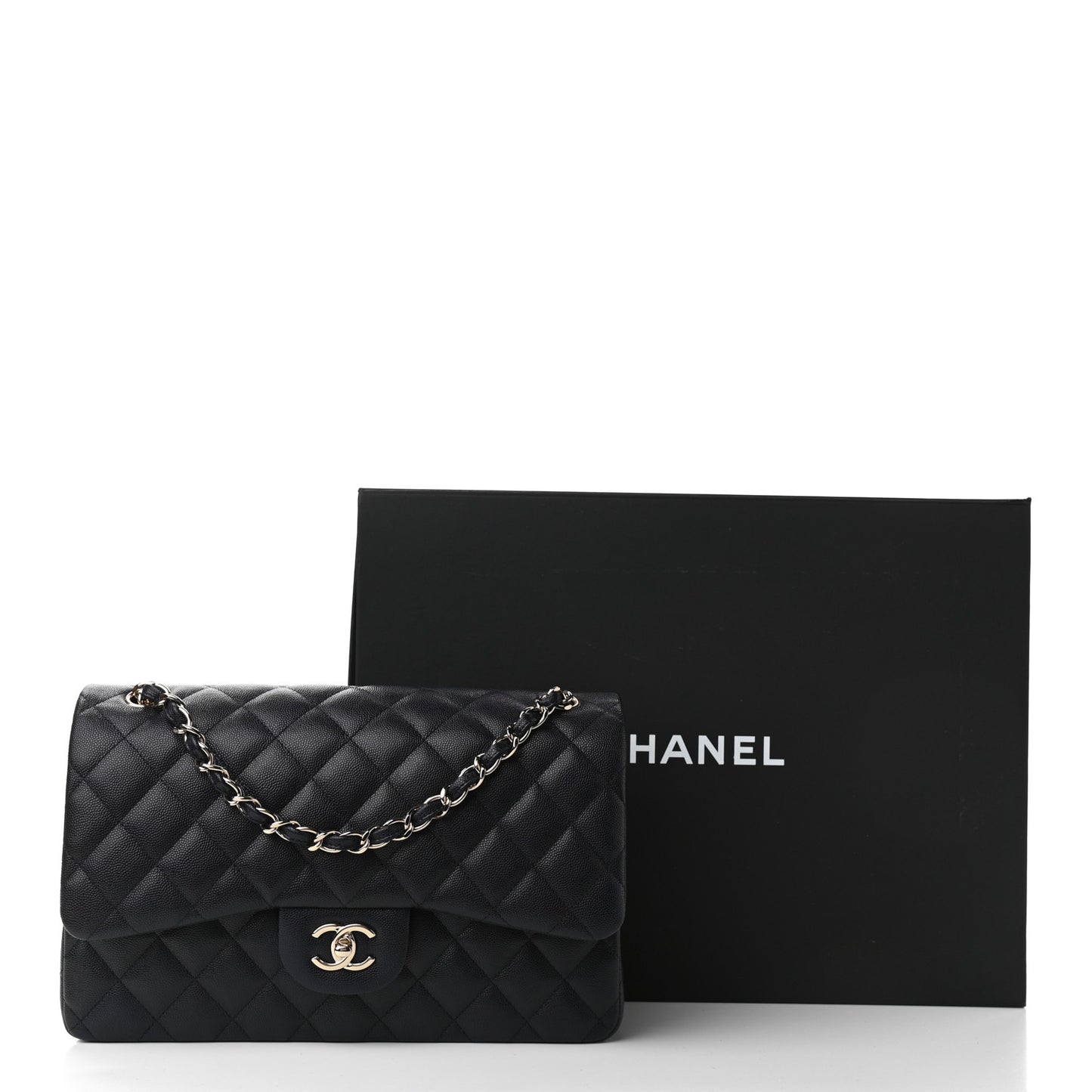 Caviar Quilted Jumbo Double Flap Navy Blue