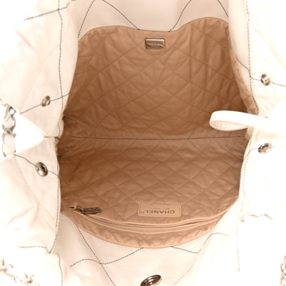Chanel Shiny Calfskin Quilted Small Chanel 22 White Black 6 of 14