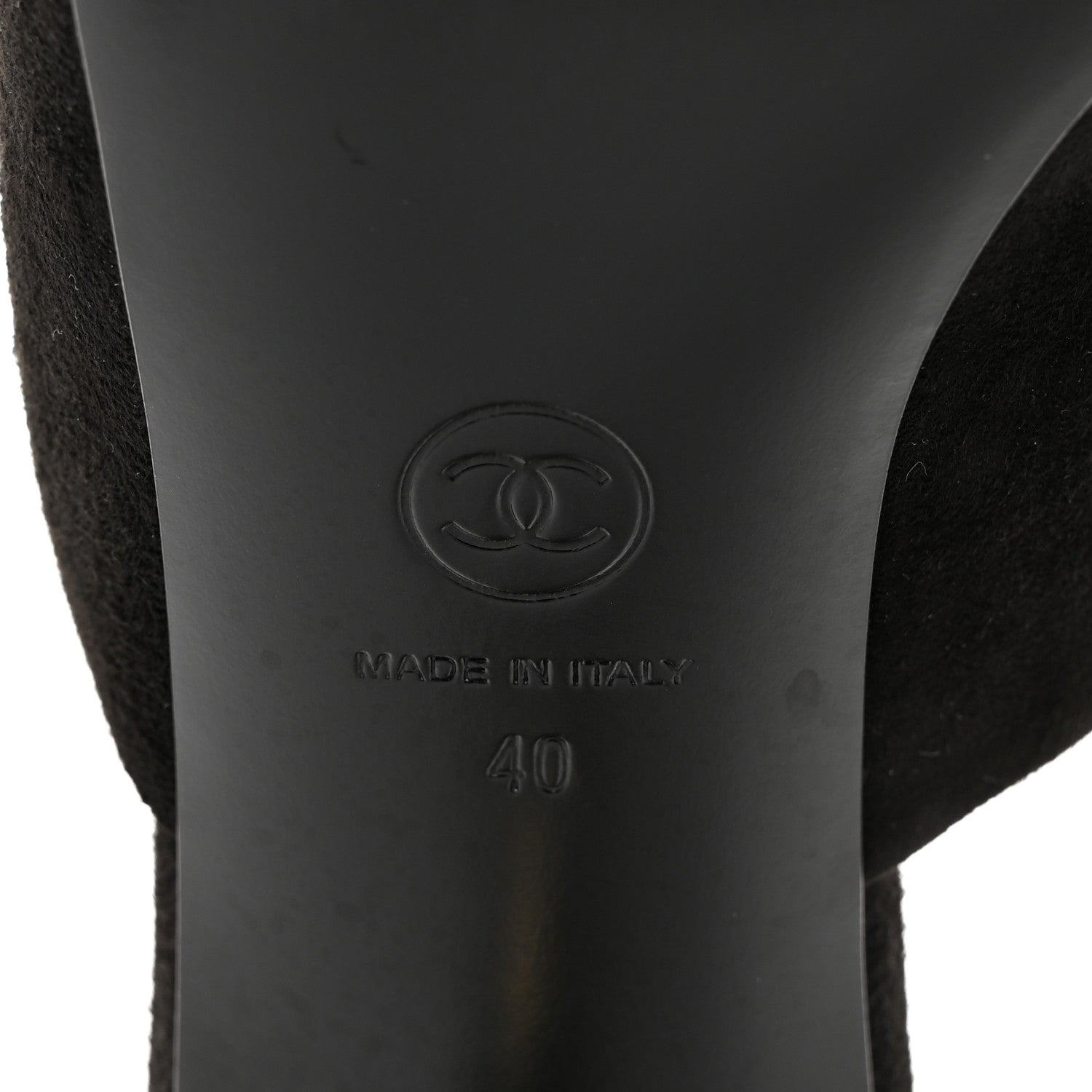 Chanel Kid Suede Logo Mules 40 Black 8 of 9