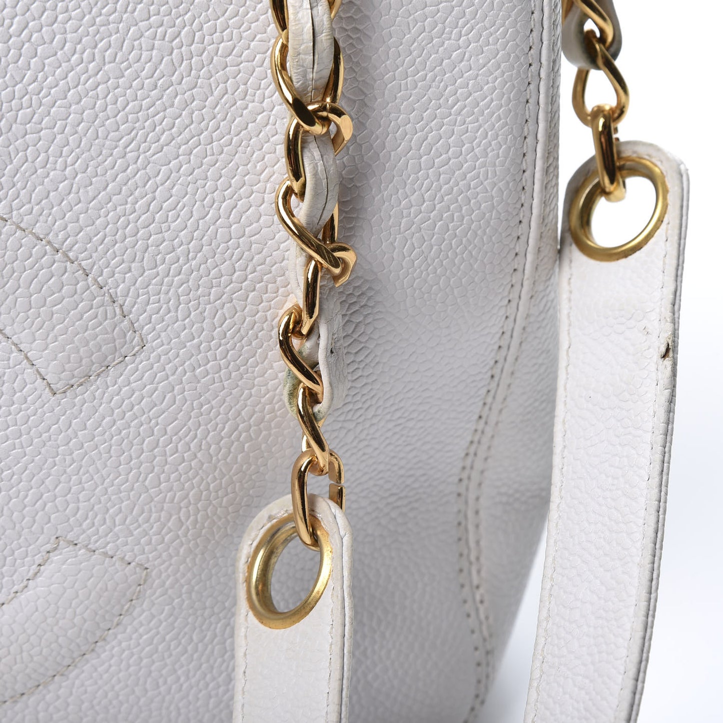 Caviar Flap Shoulder Bag White