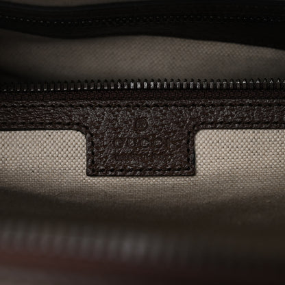 Gucci GG Supreme Monogram Textured Dollar Calfskin Web Medium Savoy Duffle Bag Beige Ebony New Acero 5 of 9