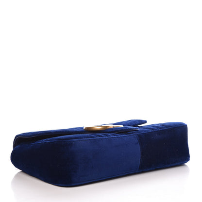 Gucci Velvet Matelasse Medium GG Marmont Shoulder Bag Cobalt Blue 4 of 7
