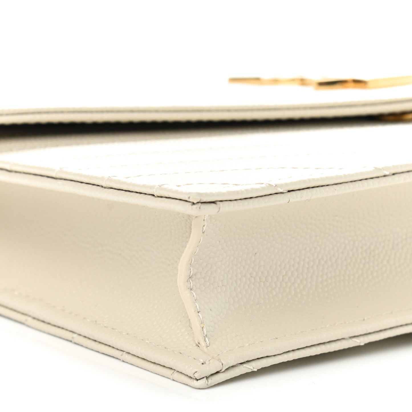 Grain De Poudre Matelasse Chevron Monogram Envelope Chain Wallet Optical White