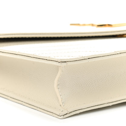 Saint Laurent Grain De Poudre Matelasse Chevron Monogram Envelope Chain Wallet Optical White 8 of 9