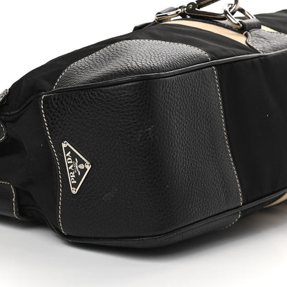 Prada Tessuto Nylon Vitello Foldover Buckle Satchel Black 7 of 10