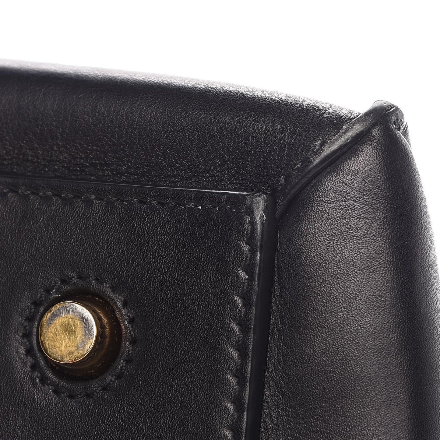 Smooth Calfskin Medium Bi-Color Edge Shoulder Bag Black Navy