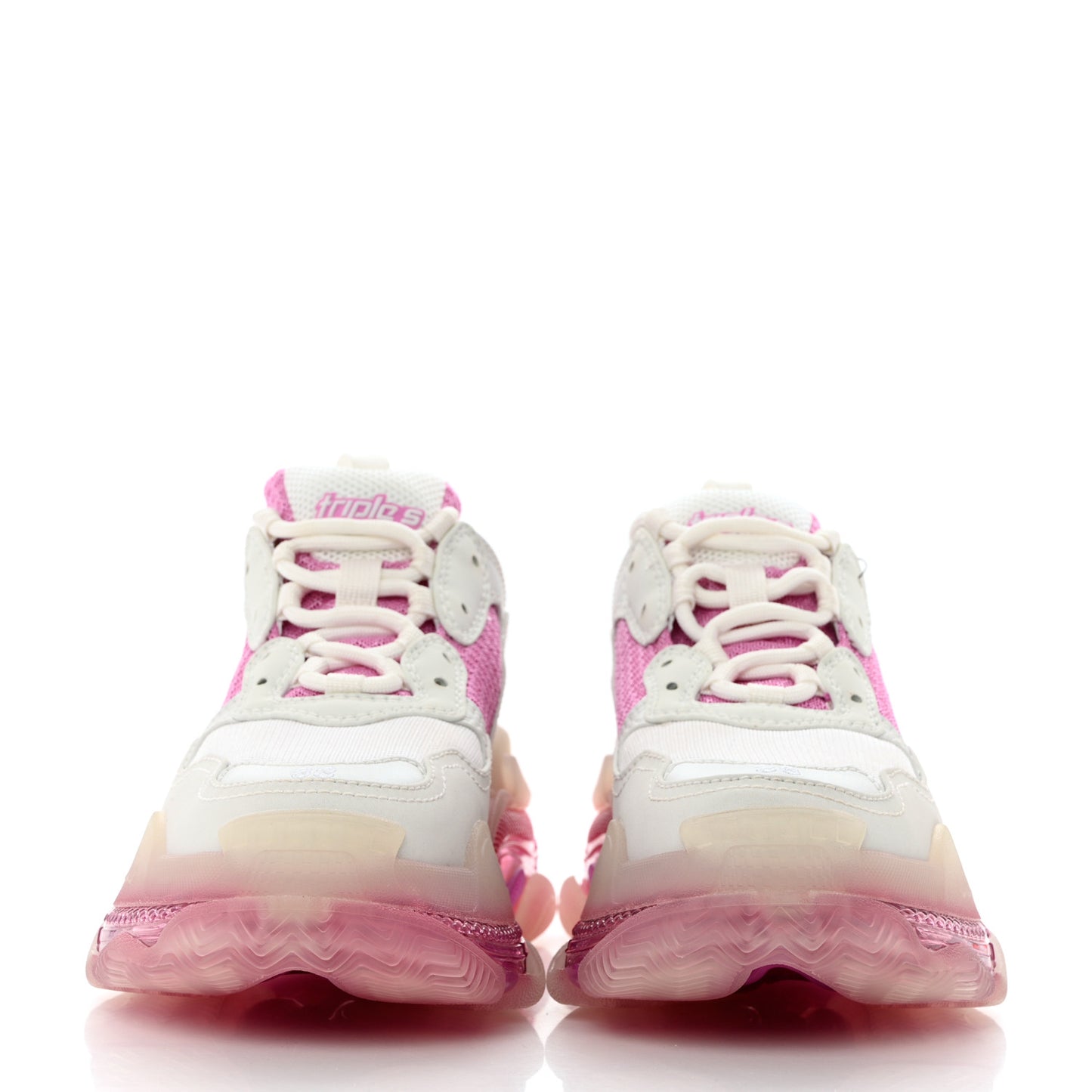 Fabric Mesh Clear Sole Womens Triple S Sneakers 38 White Pink
