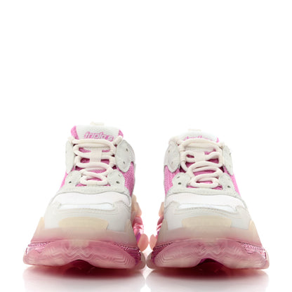 Balenciaga Fabric Mesh Clear Sole Womens Triple S Sneakers 38 White Pink 2 of 8