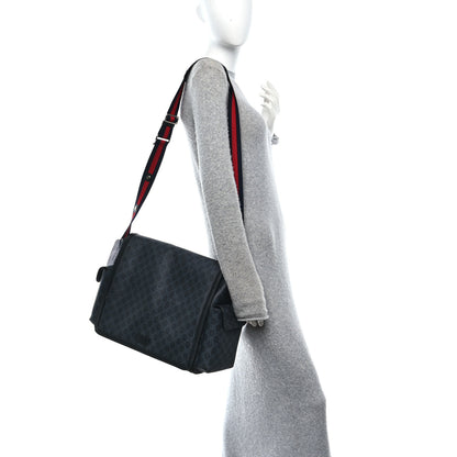 Gucci GG Supreme Monogram Web Messenger Diaper Bag Black Grey 2 of 12