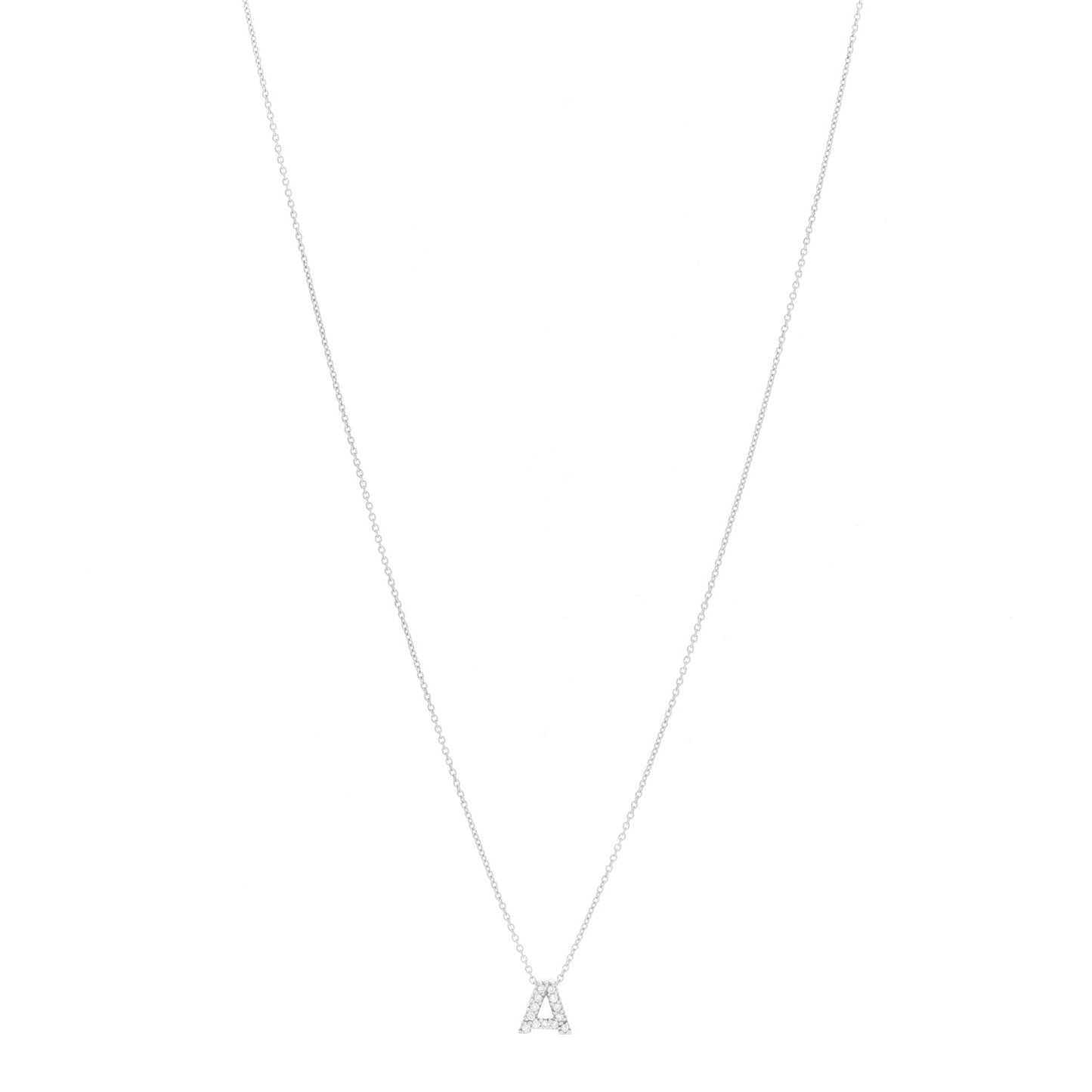 18K White Gold Diamond Love Letter A Pendant Necklace