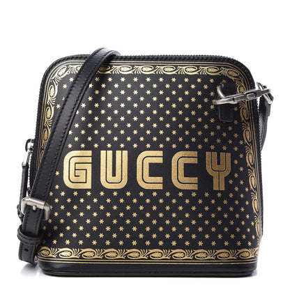Gucci X SEGA Calfskin GUCCY Stars Mini Dome Shoulder Bag Black Gold 1 of 9
