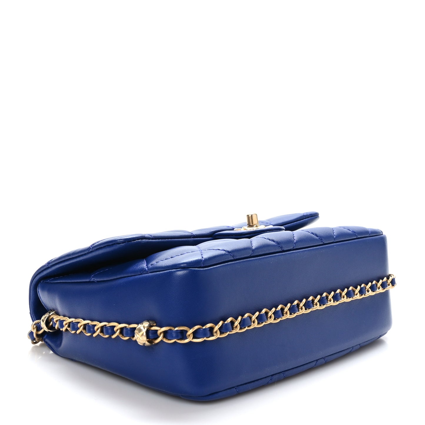 Lambskin Quilted Large CC Chain Flap Blue