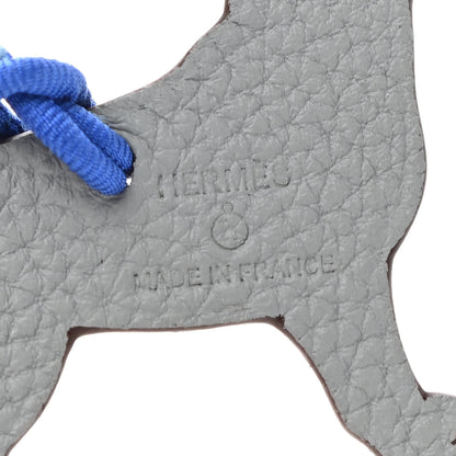Hermes Togo Epsom Petit H Dog Bag Charm Rouge Casaque Gris Mouette 3 of 3