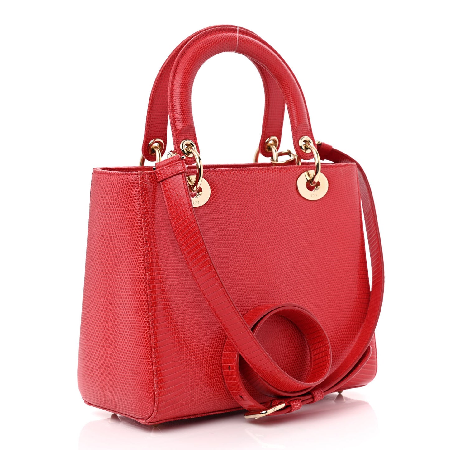 Lizard Medium Lady Dior Red