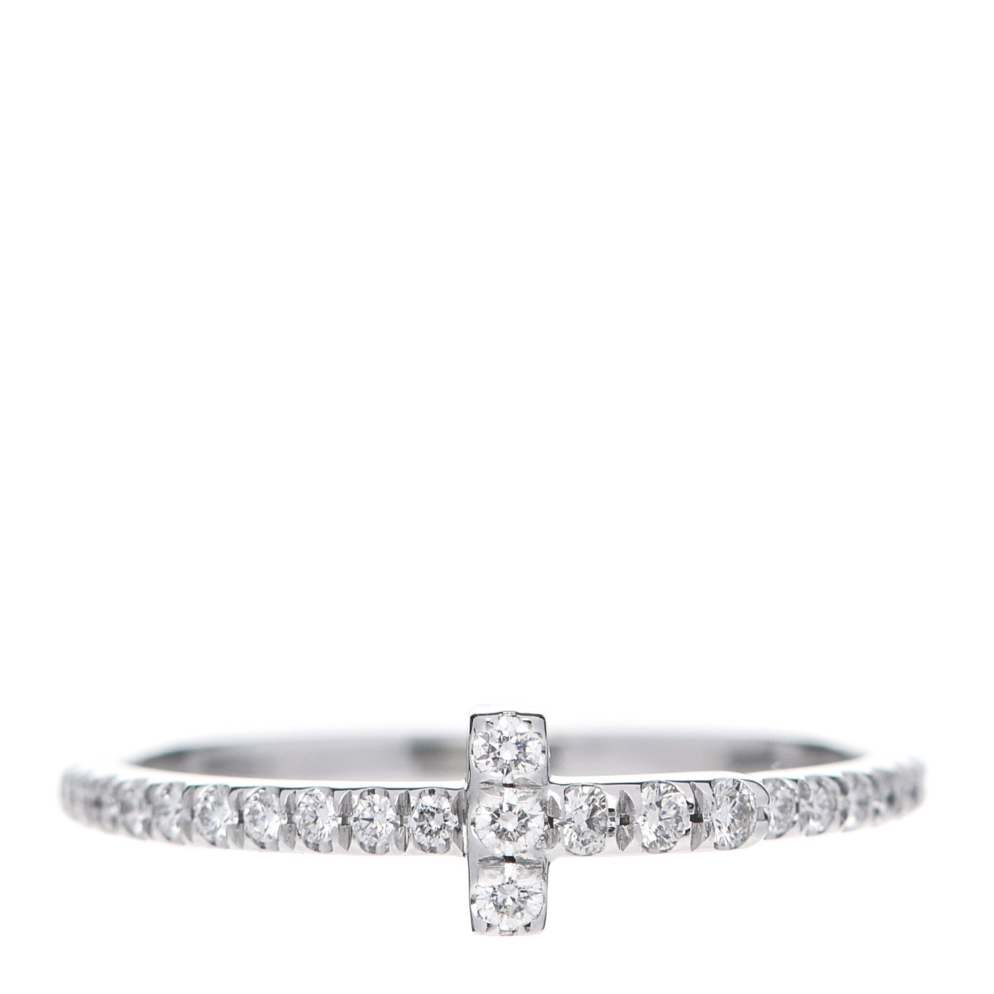 18K White Gold Diamond T Wire Pave Ring 48 4.5