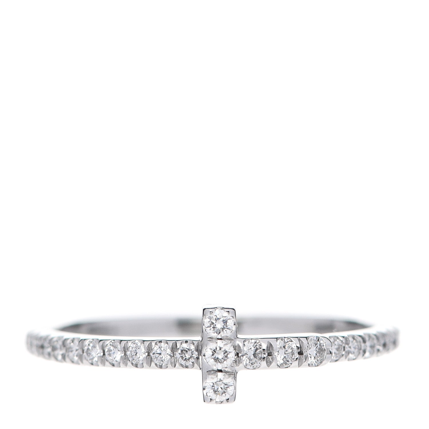 Tiffany 18K White Gold Diamond T Wire Pave Ring 48 4.5 1 of 5