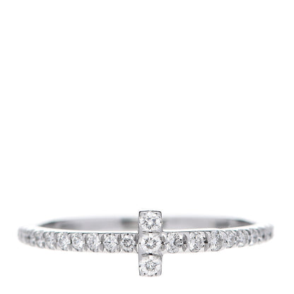 Tiffany 18K White Gold Diamond T Wire Pave Ring 48 4.5 1 of 5